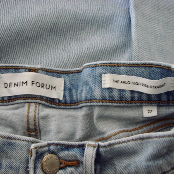 Aritzia Denim Forum Arlo High Rise Straight Jeans Raw Hem Organic Cotton Size 27 - Picture 4 of 13